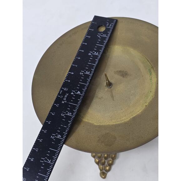 Vintage Brass Pillar Candle Holder Grape Vine 4”H 6.5”W Cottage Retro - Picture 9 of 11